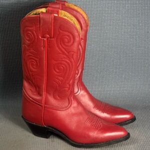 Tony Lama Women’s Red Leather Cowboy Western Boots Size 6.5